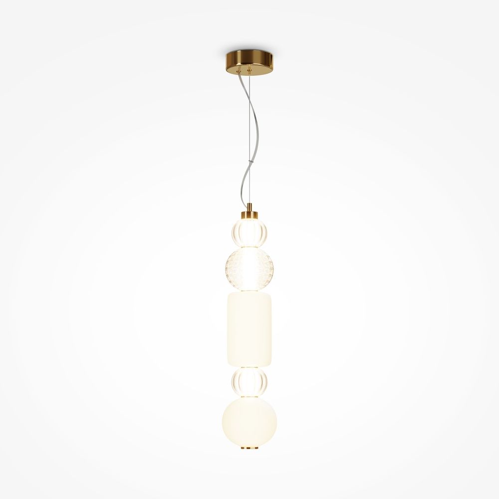 Pendul din Metal si Sticla Auriu/Transparent D15xH220cm Collar