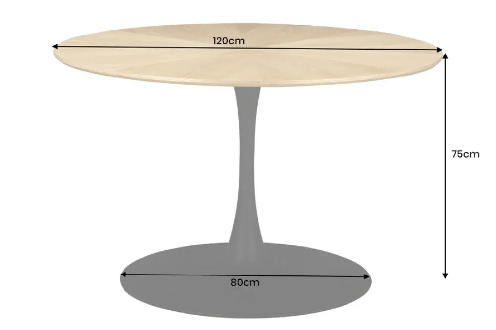 Masa din MDF/Furnir de stejar Maro deschis si Metal Negru D120xH75cm ATELIER