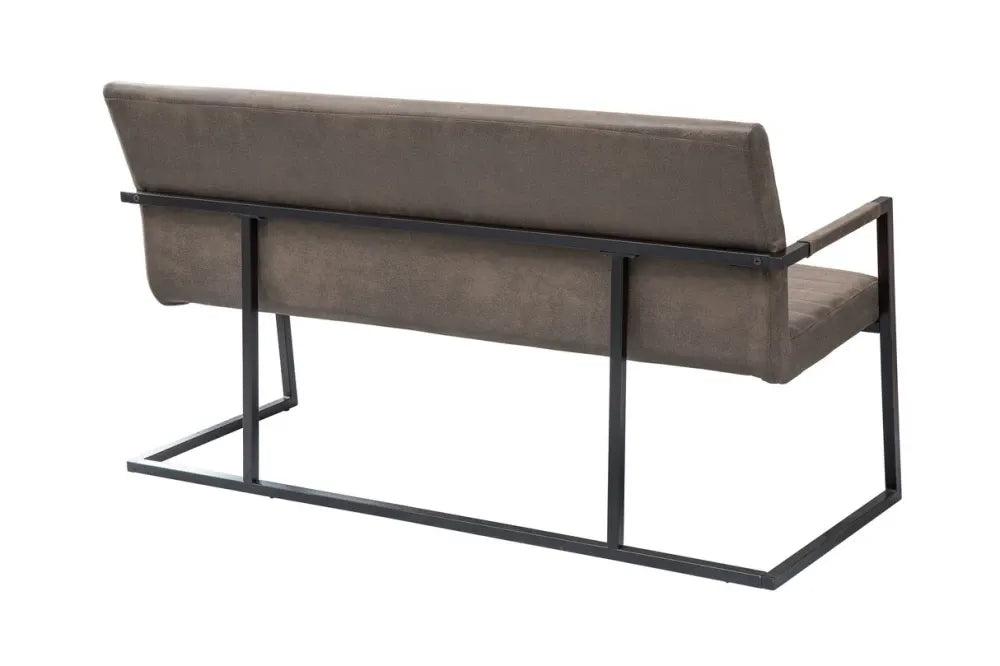 Banca din Metal Negru si Microfibra Maro taupe H88xL160cm Loft