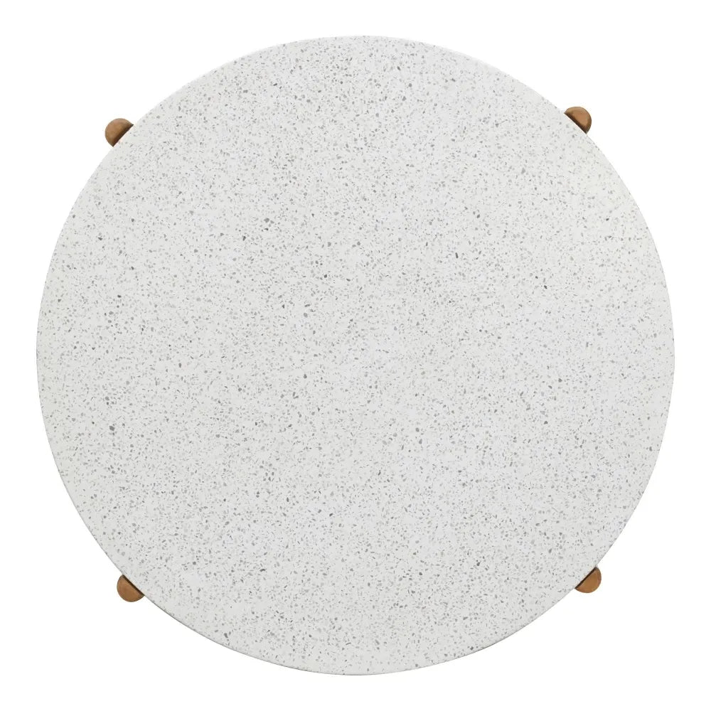 Masuta de cafea de exterior din Lemn de salcam Maro si Terrazzo Alb H38,5xD84.5cm Terracina