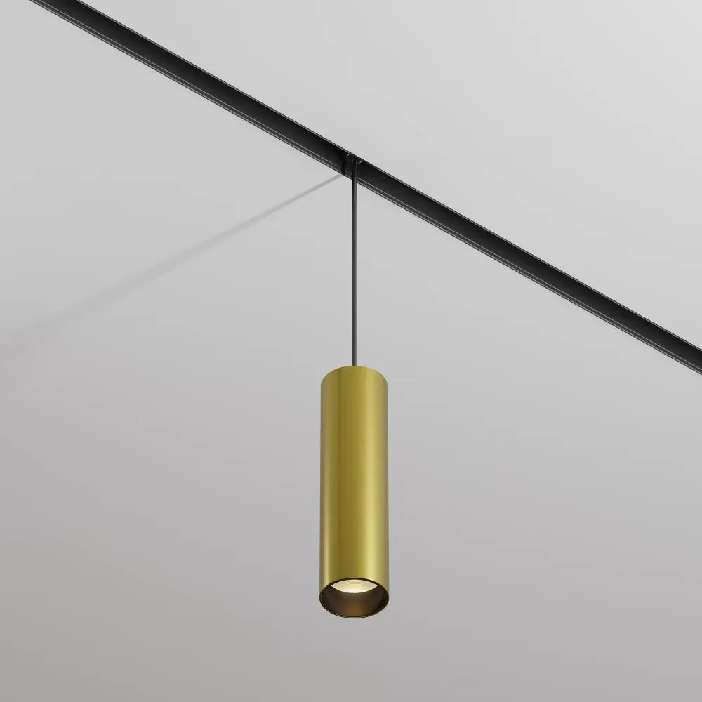 Pendul pentru sina Exility din Aluminiu Negru/Alama H122xL20cm 12W 883lm 3000k Focus LED