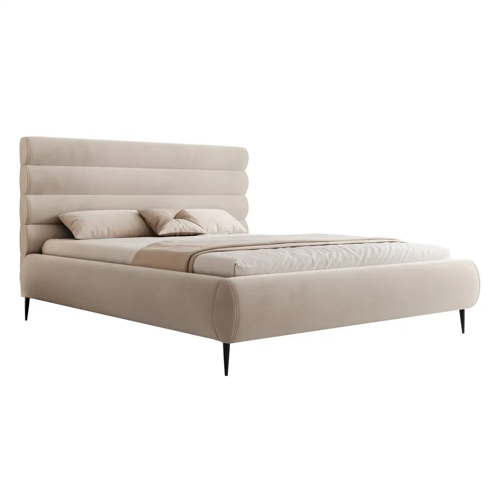 Pat 120 x 200 tapitat cu Catifea Riviera Bej Kora