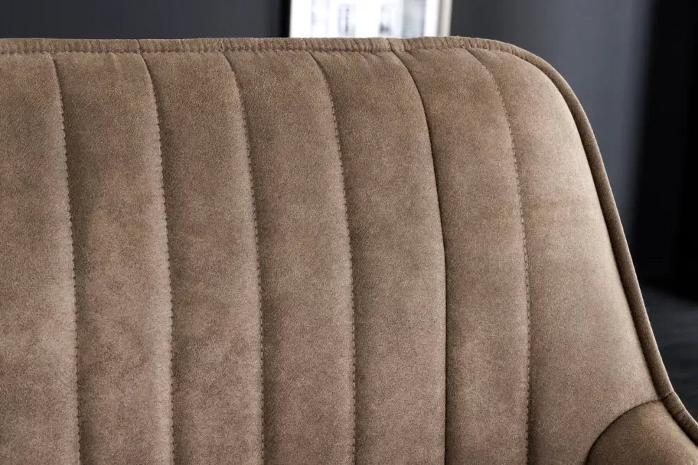 Banca din Metal Negru si Microfibra Maro taupe H82xL160cm Turin