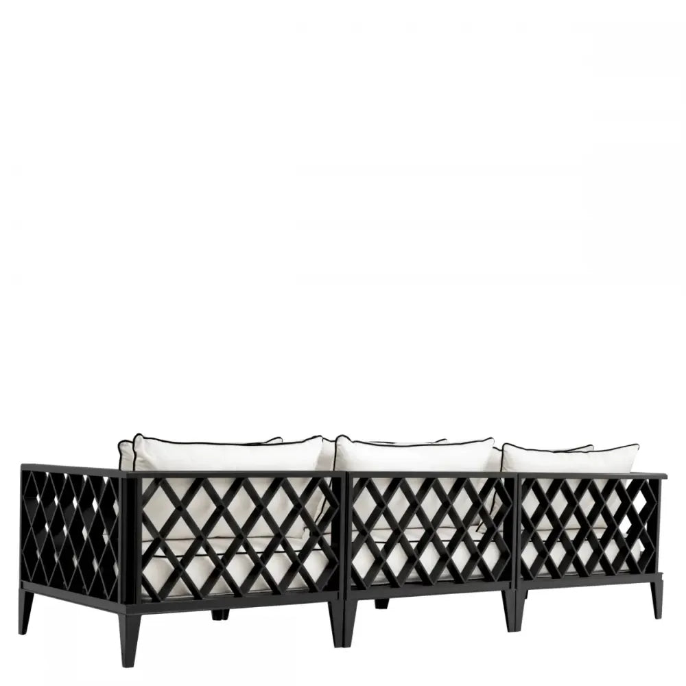 Canapea de exterior din Metal Negru si Stofa Alb H69xL275.5cm Ocean Club Eichholtz