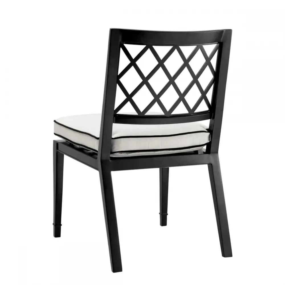 Scaun de exterior din Metal Negru si Stofa Alb H87xL53xA66cm Paladium Eichholtz