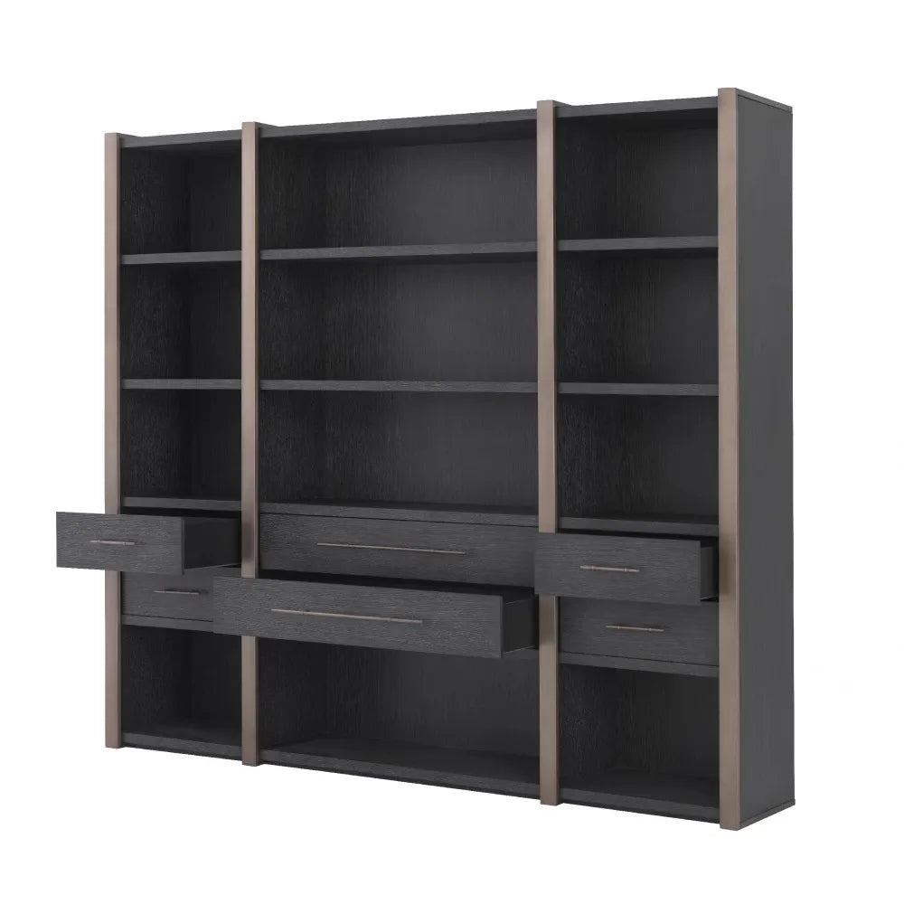 Biblioteca din Furnir de stejar Gri carbune L253xH229cm Eichholtz Canova