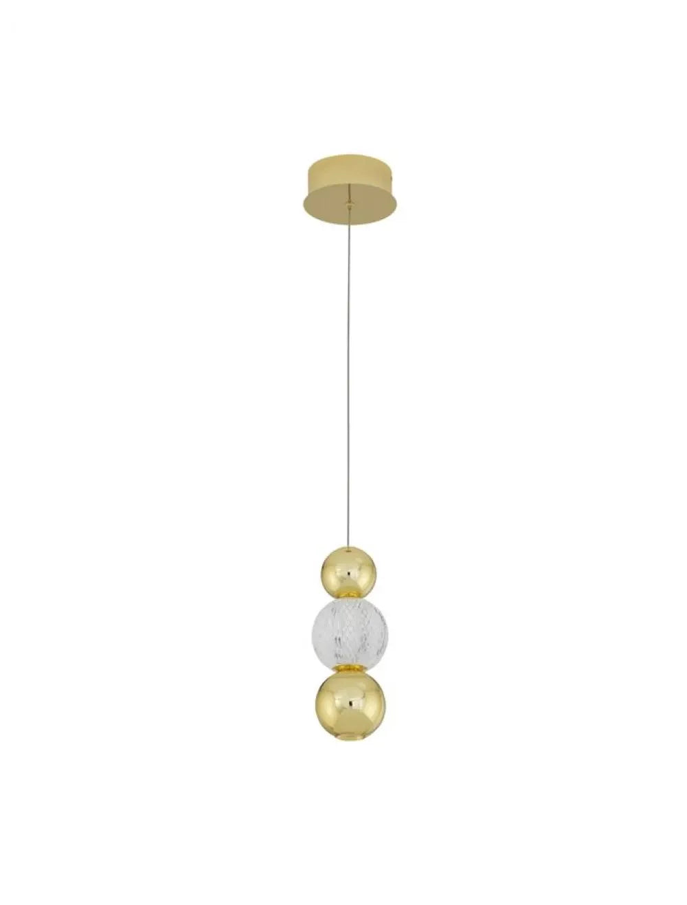 Pendul structura din Aluminiu Auriu si abajur din Acrilic Transparent H250xL14cm IP20 6W 322lm 3200k BRILLE