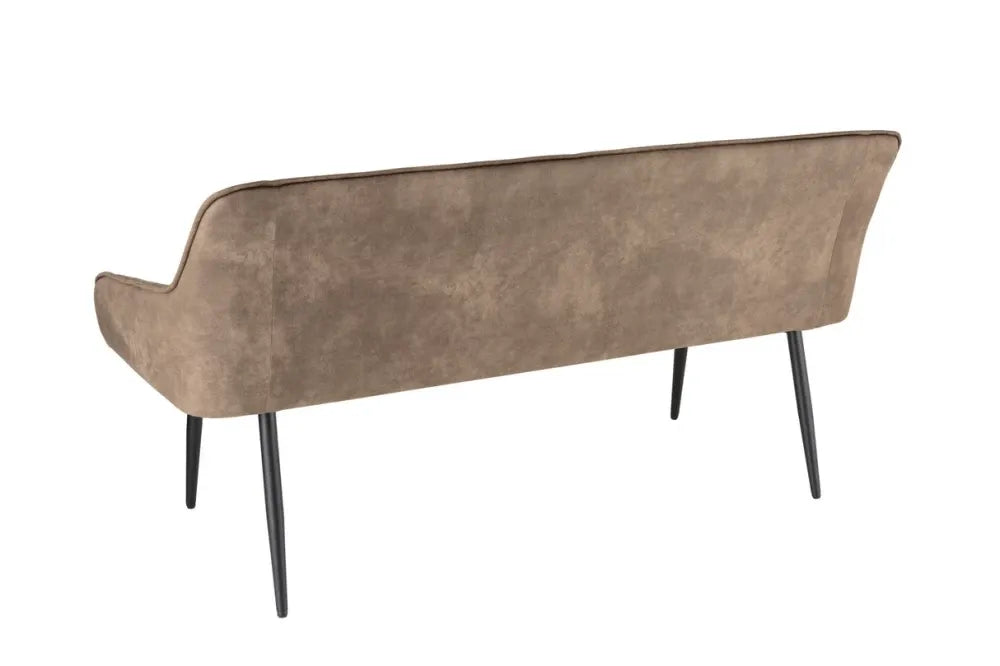 Banca din Metal Negru si Microfibra Maro taupe H82xL160cm Turin