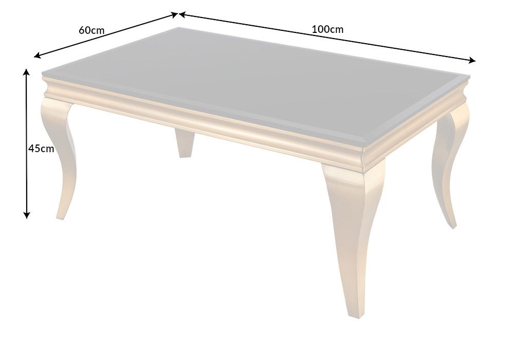 Masuta de cafea Dreptunghiulara din Sticla si Otel inoxidabil Negru/Auriu L100xH45cm Barock