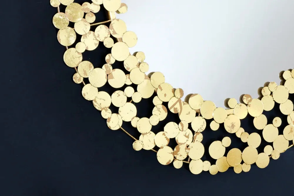 Oglinda cu rama din Metal Auriu D82cm Coins