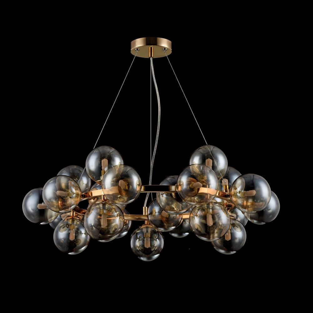 Lustra rotunda cu inaltime reglabila din Sticla Auriu cu 25 becuri D69xH136cm Dallas