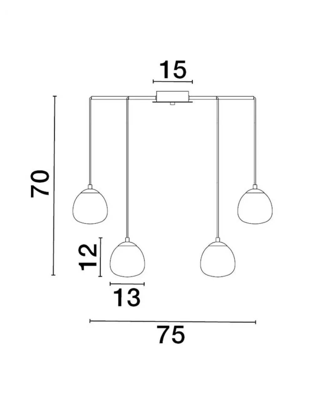 Lustra structura din Metal Negru/Auriu si abajur din Sticla Alb H70xL75cm IP20 THE EGG