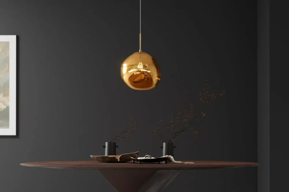 Pendul din Metal Auriu si Sticla Auriu D35xH150cm LIQUID DIAMOND