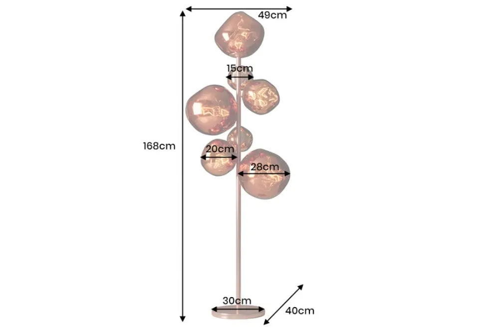 Lampa de podea din Metal Cupru si Sticla Cupru L50xH168cm LIQUID DIAMOND