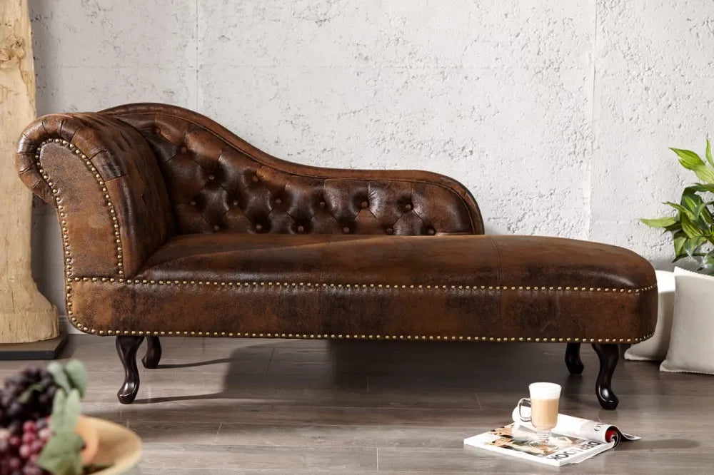 Sezlong tapitat cu Microfibra Maro L175cm Chesterfield