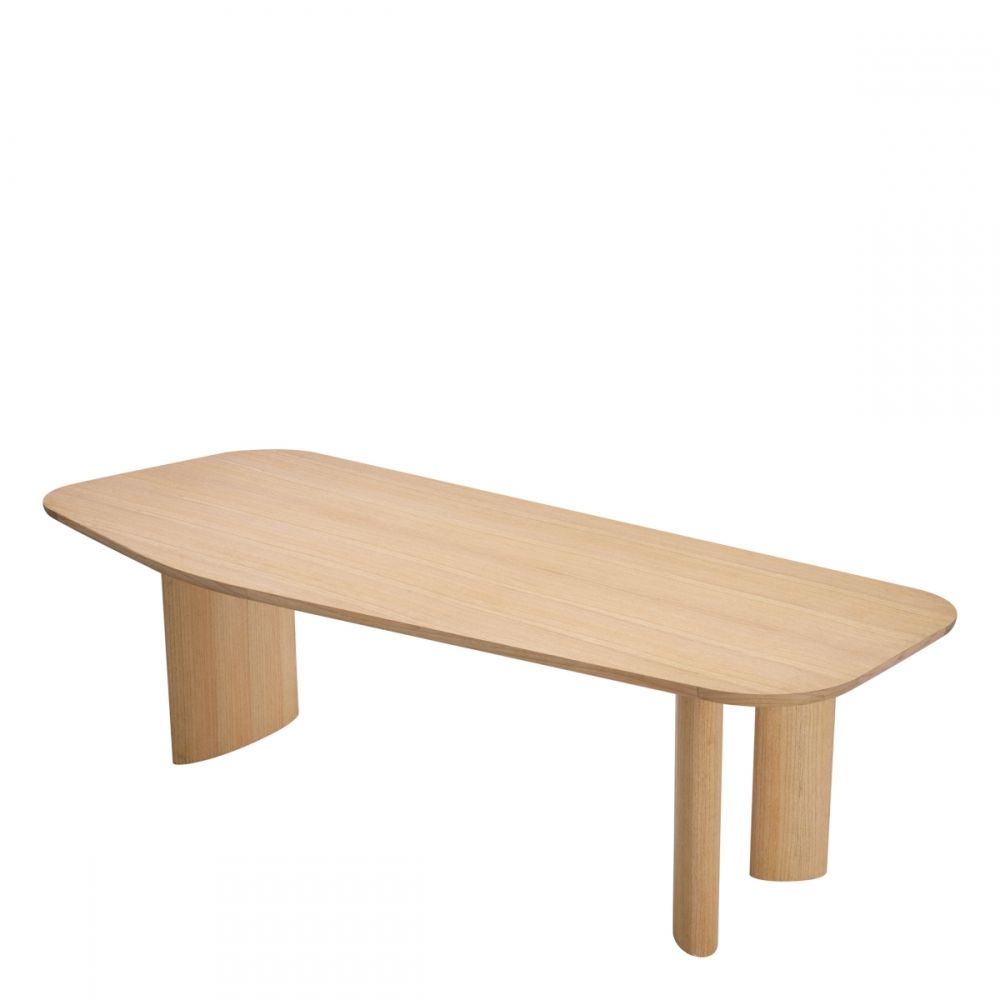 Masa Asimetrica Flemings Eichholtz din Furnir de stejar Bej de 6-8 persoane L250xH76.5cm