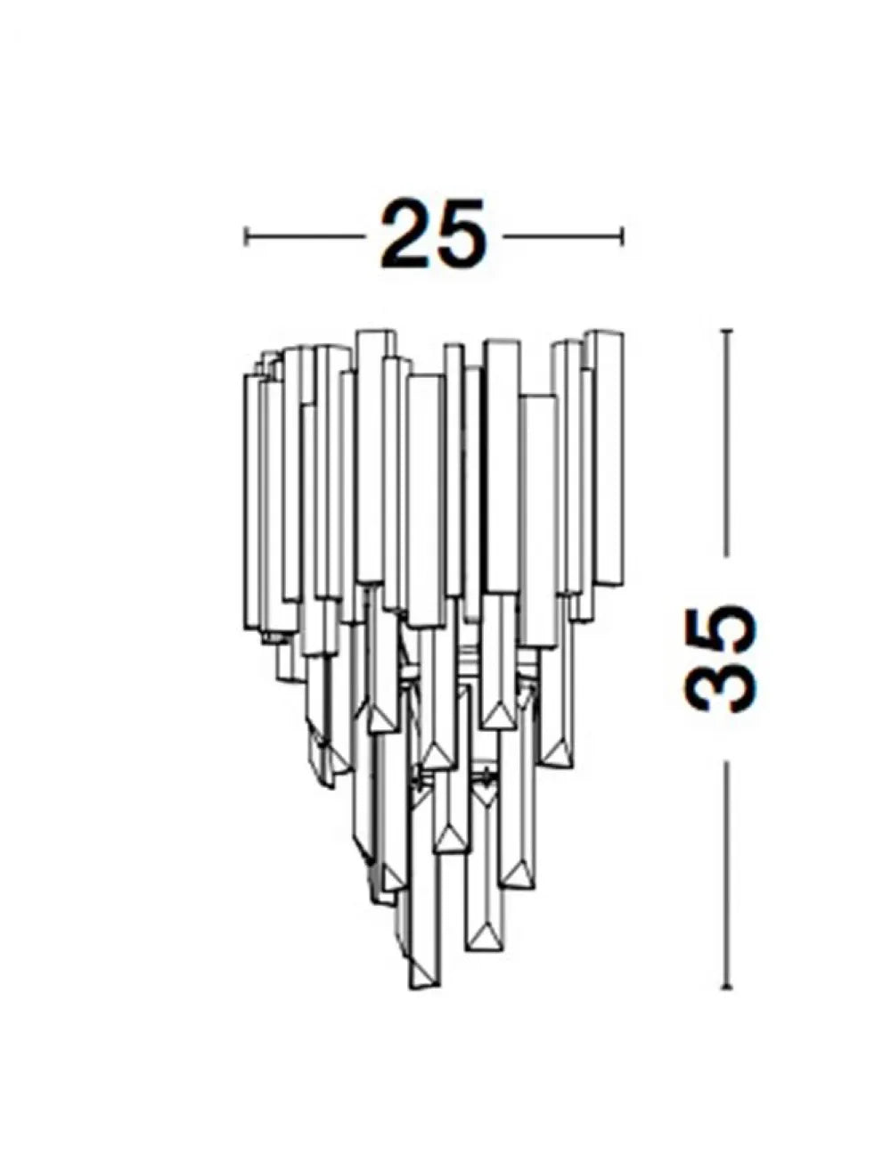 Aplica de perete structura din Metal Auriu si abajur din Cristal Transparent H35xL25cm IP20 GRANE