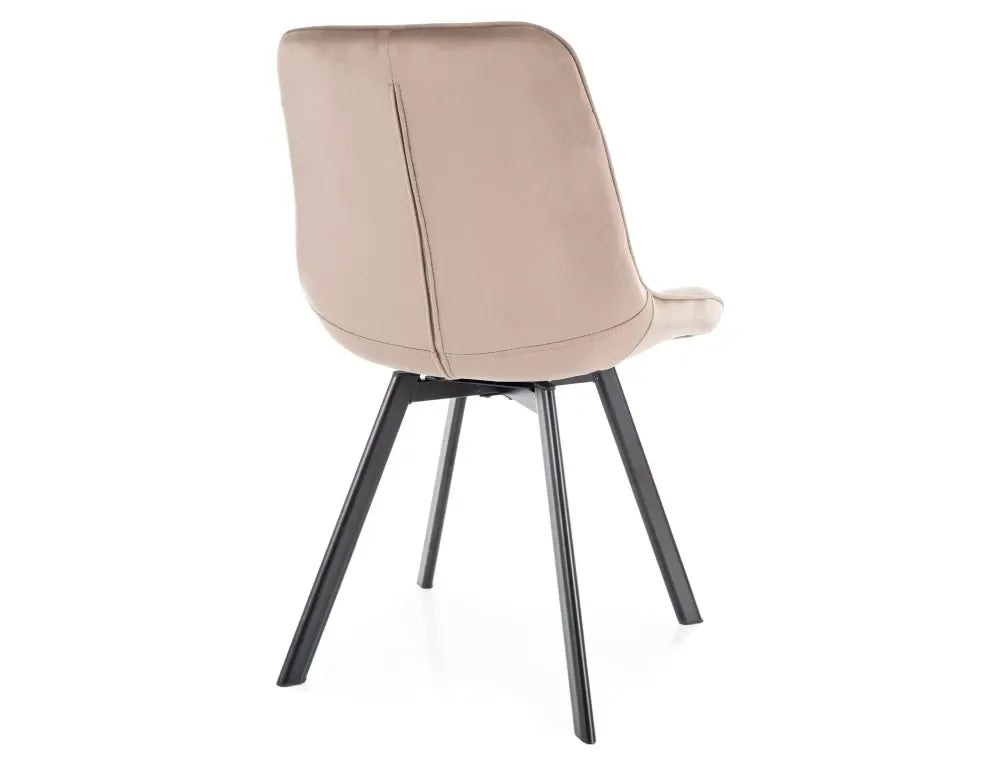 Set 2 scaune din Catifea Bej inchis si Metal Negru Hx88Lx51xA60cm Monti