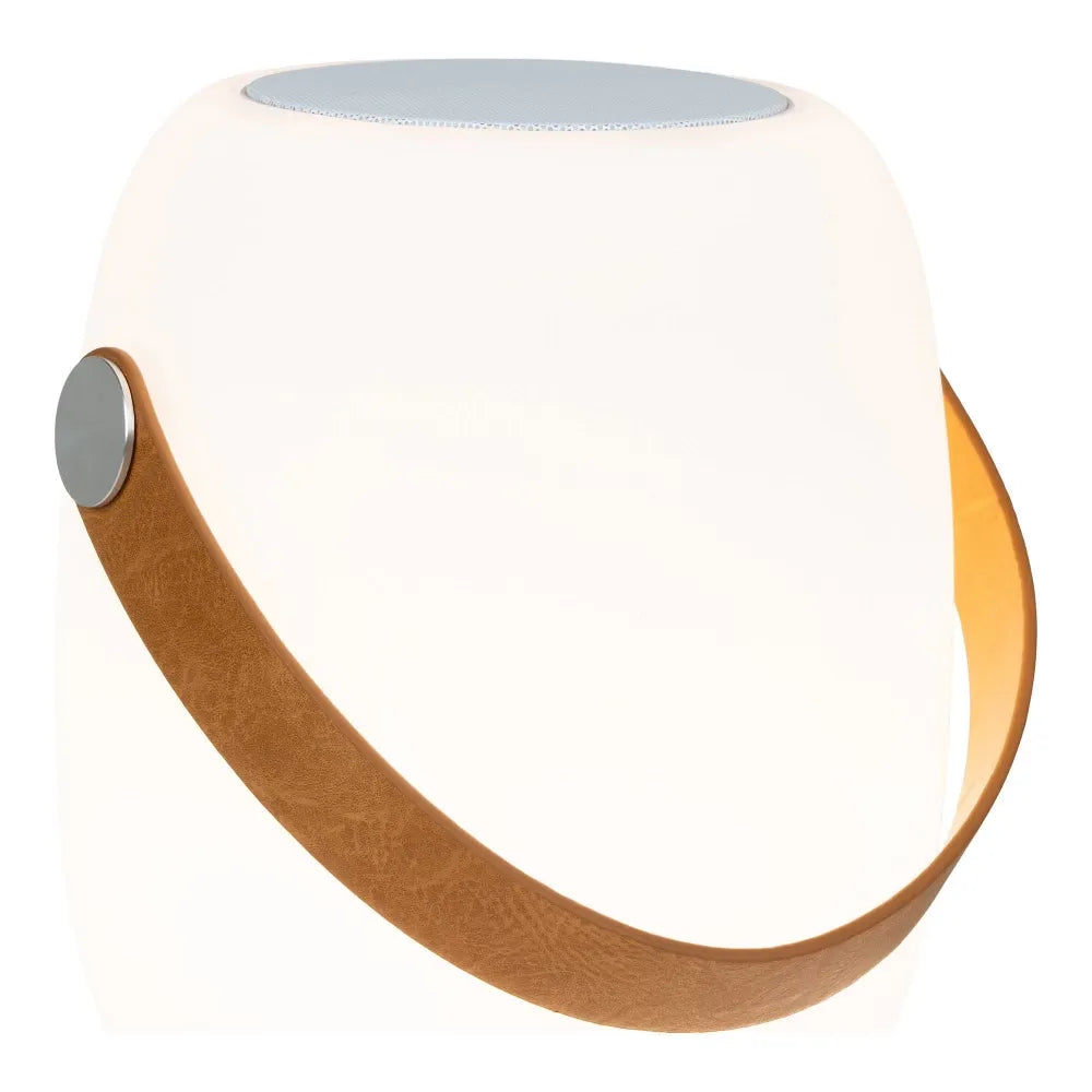 Lampa exterioara reincarcabila cu boxa Bluetooth incorporata din Polipropilena Alb H21xD18cm Cardiff