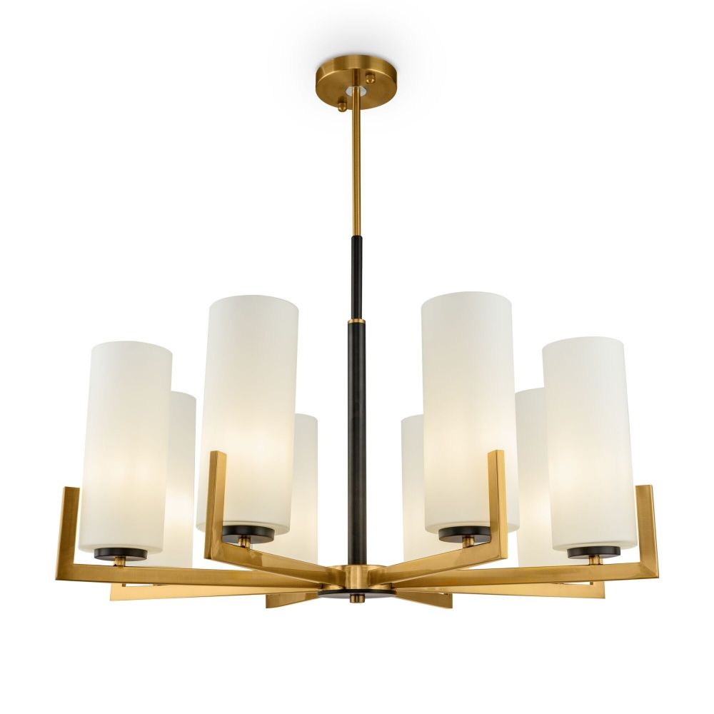 Candelabru rotund cu inaltime reglabila din Sticla Alb cu 8 becuri D76xH76cm Fortano