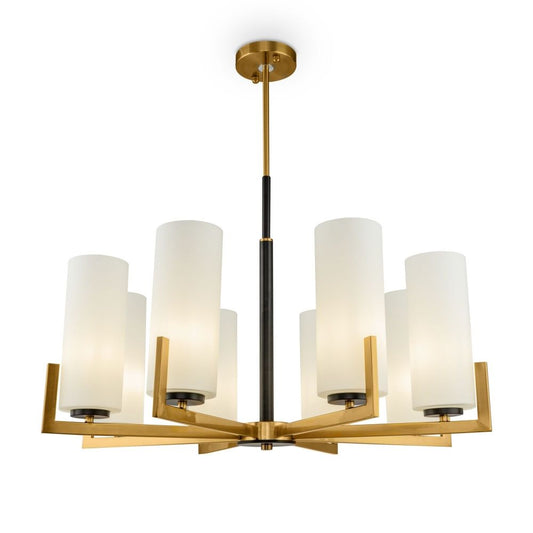 Candelabru rotund cu inaltime reglabila din Sticla Alb cu 8 becuri D76xH76cm Fortano
