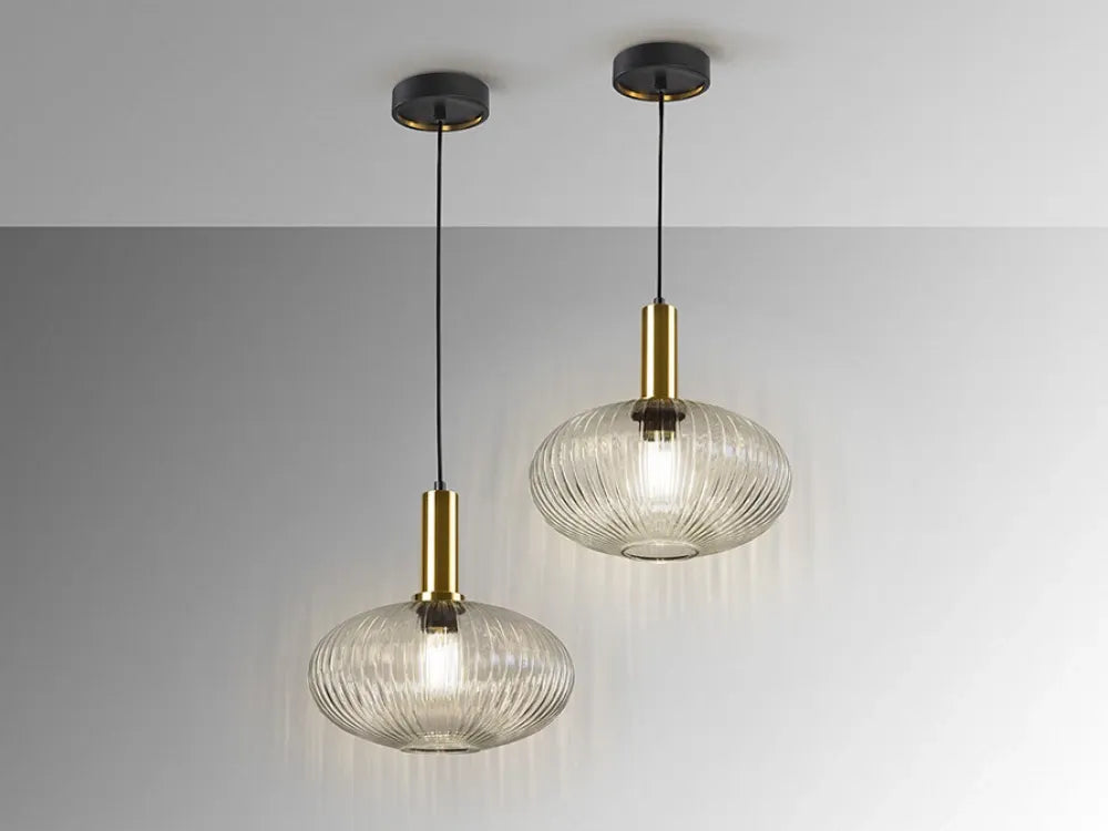 Pendul din Metal Negru si Sticla Transparent D30xH200cm Norma