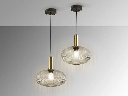 Pendul din Metal Negru si Sticla Transparent D30xH200cm Norma
