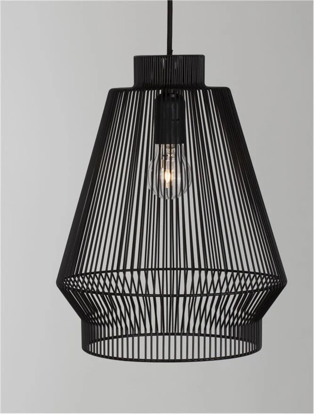 Pendul structura din Aluminiu Negru si abajur din Aluminiu Negru H185xL27.5cm IP20 BREDO