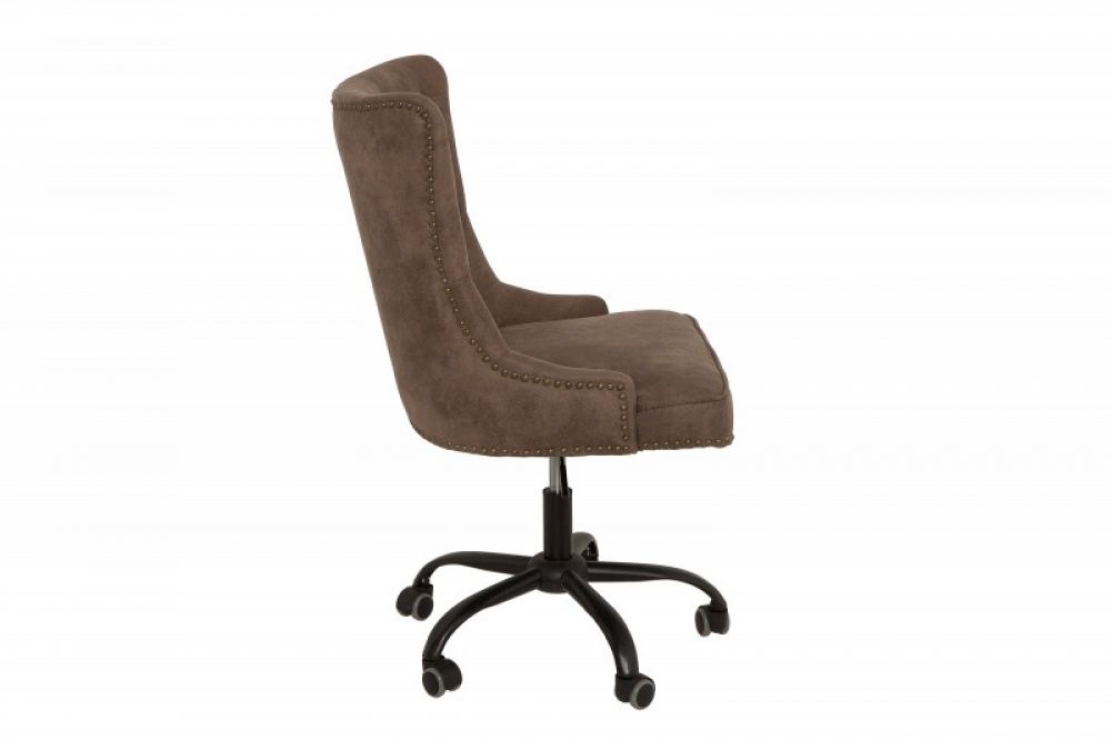 Scaun de birou reglabil cu rotile din Piele ecologica si Metal Maro/Argintiu Victorian H98xL58xA62cm