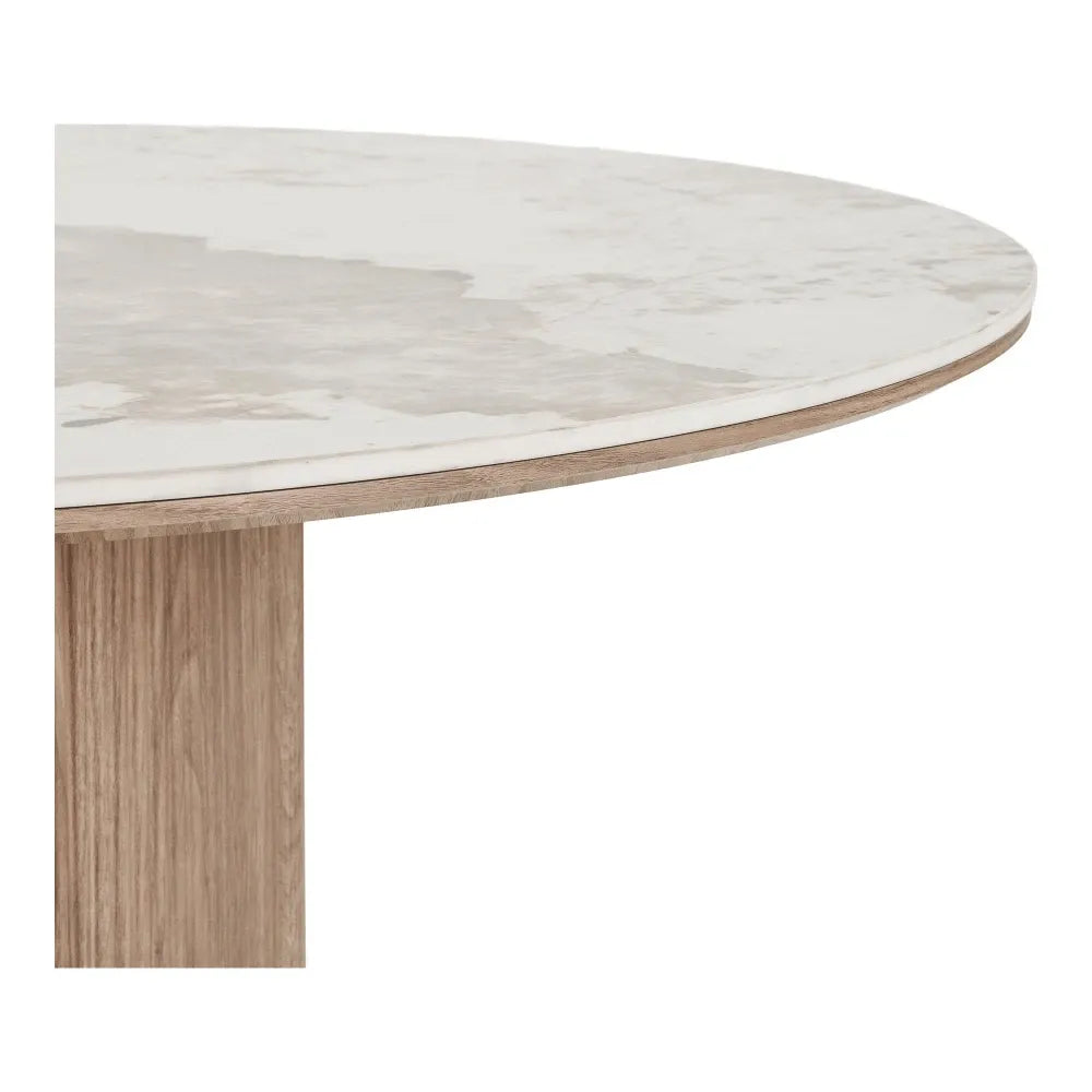 Masa din MDF+Furnir de stejar Maro si Ceramica Alb L210xH76cm Athens