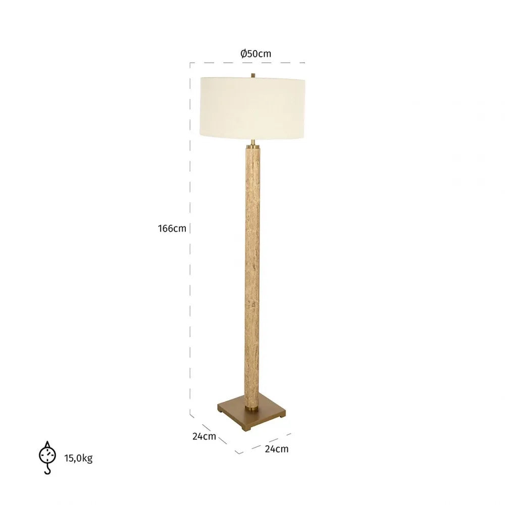 Lampa de podea din Metal Maro si Textil Alb H166xD50cm Lorén Richmond Interiors