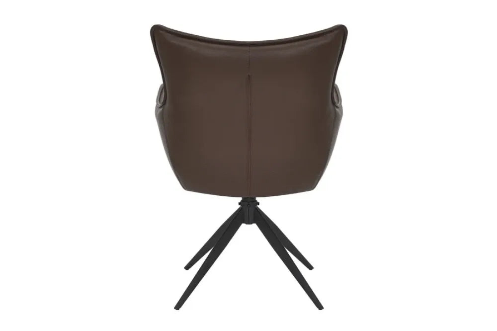 Set 2 scaune rotative tapitat cu Piele artificiala Maro si picioare din Metal Negru H92xL60xA64cm VOGUE