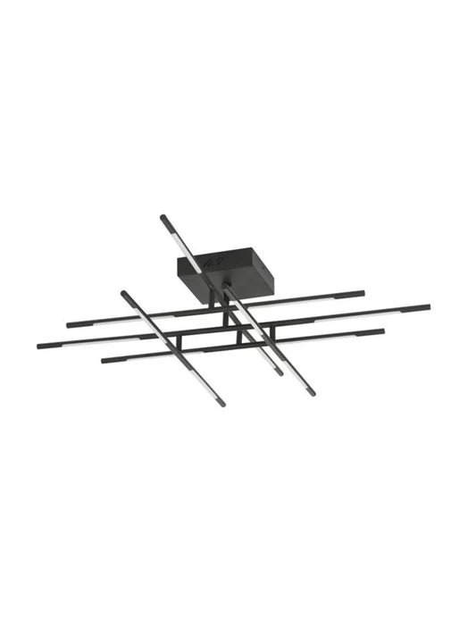 Plafoniera structura din Metal Negru si abajur din Acrilic Alb H21xL94.5cm IP20 59W 4195lm 3000k RACCIO
