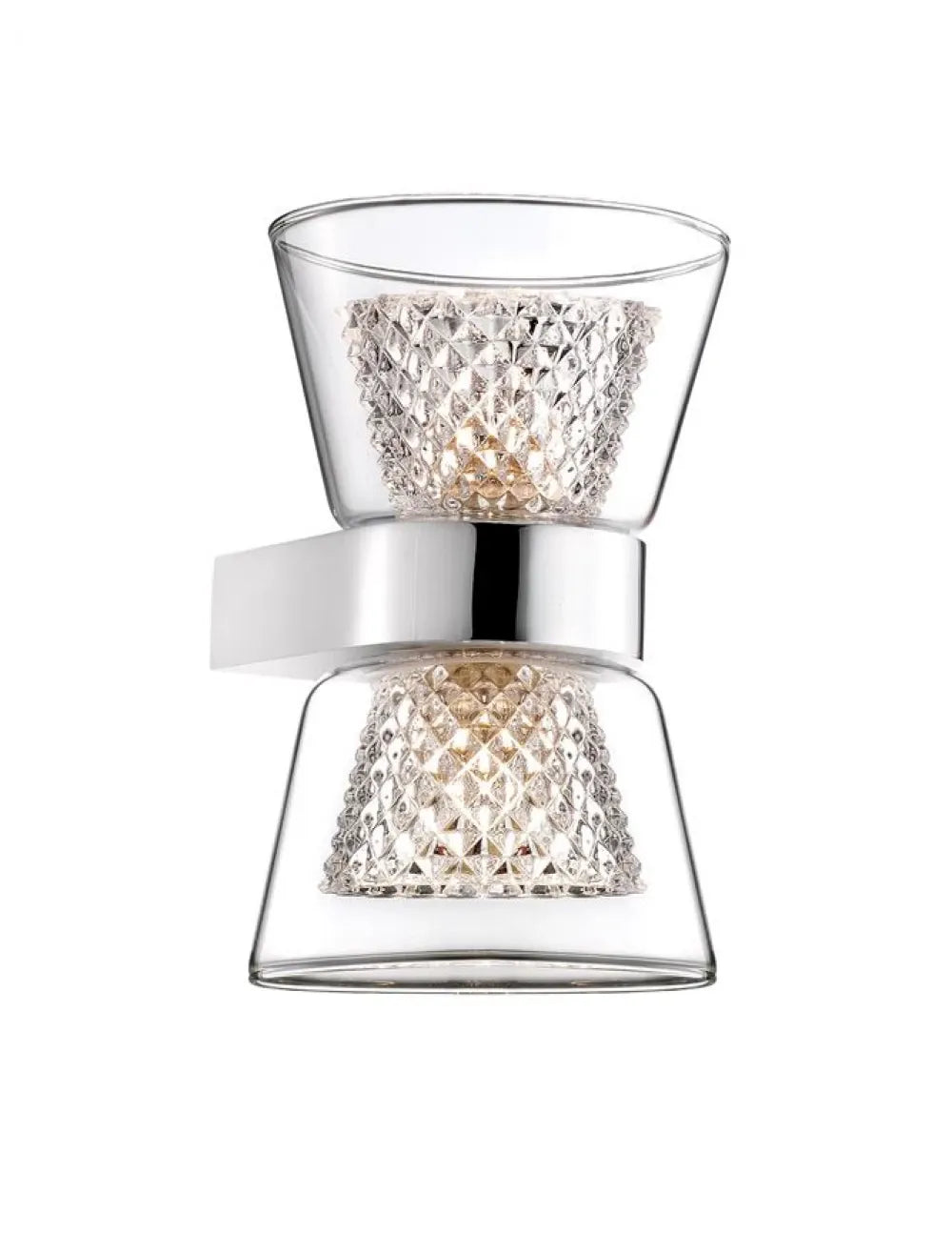 Aplica de perete structura din Aluminiu Argintiu si abajur din Sticla Transparent H18xL12cm IP20 BOCCALE