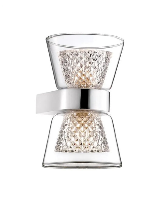 Aplica de perete structura din Aluminiu Argintiu si abajur din Sticla Transparent H18xL12cm IP20 BOCCALE