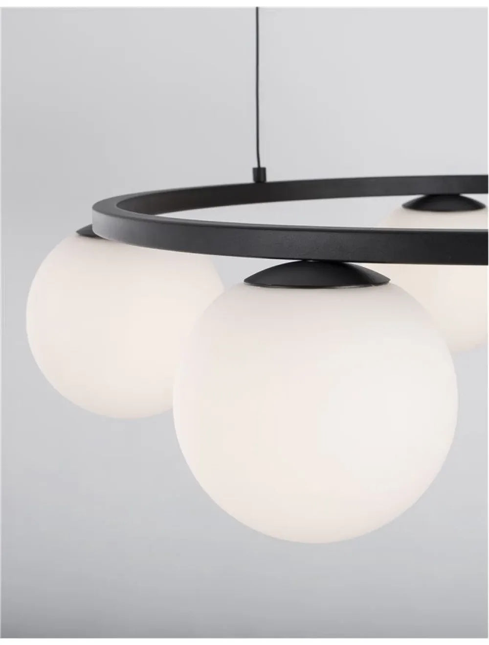 Lustra structura din Metal Negru si abajur din Sticla Alb H155xL50cm IP20 35W 2803lm 3200k JOLINE