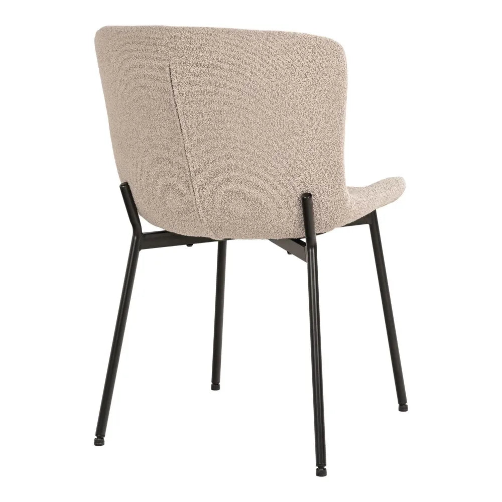 Set 2 scaune din Metal Negru si Stofa boucle Bej H83xL48xA59cm Maceda