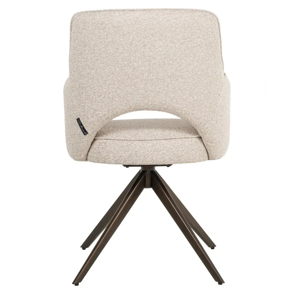 Scaun rotativ din Stofa Bej si Metal Alama L59xH90cm Ginerva  Richmond interiors