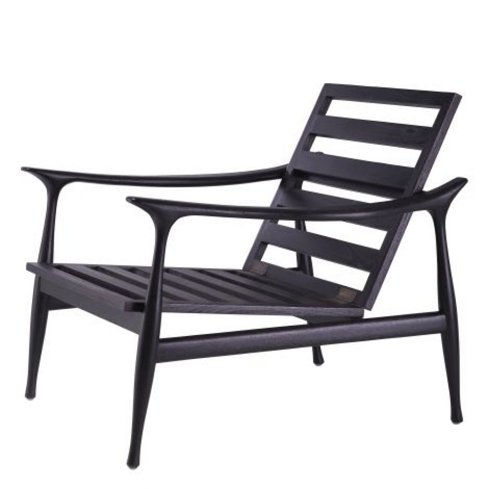 Fotoliu tapitat cu Boucle Gri cu baza din Lemn Negru H81xL77xA82cm Manzo