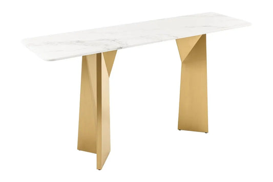 Consola din Marmura Alb si Metal Auriu L140xH75cm EXTRAVAGANCIA