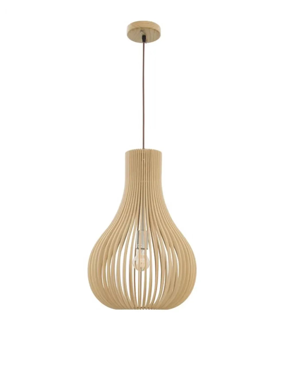 Pendul structura din Metal Negru si abajur din Lemn Bej H245xL38cm IP20 SOHO