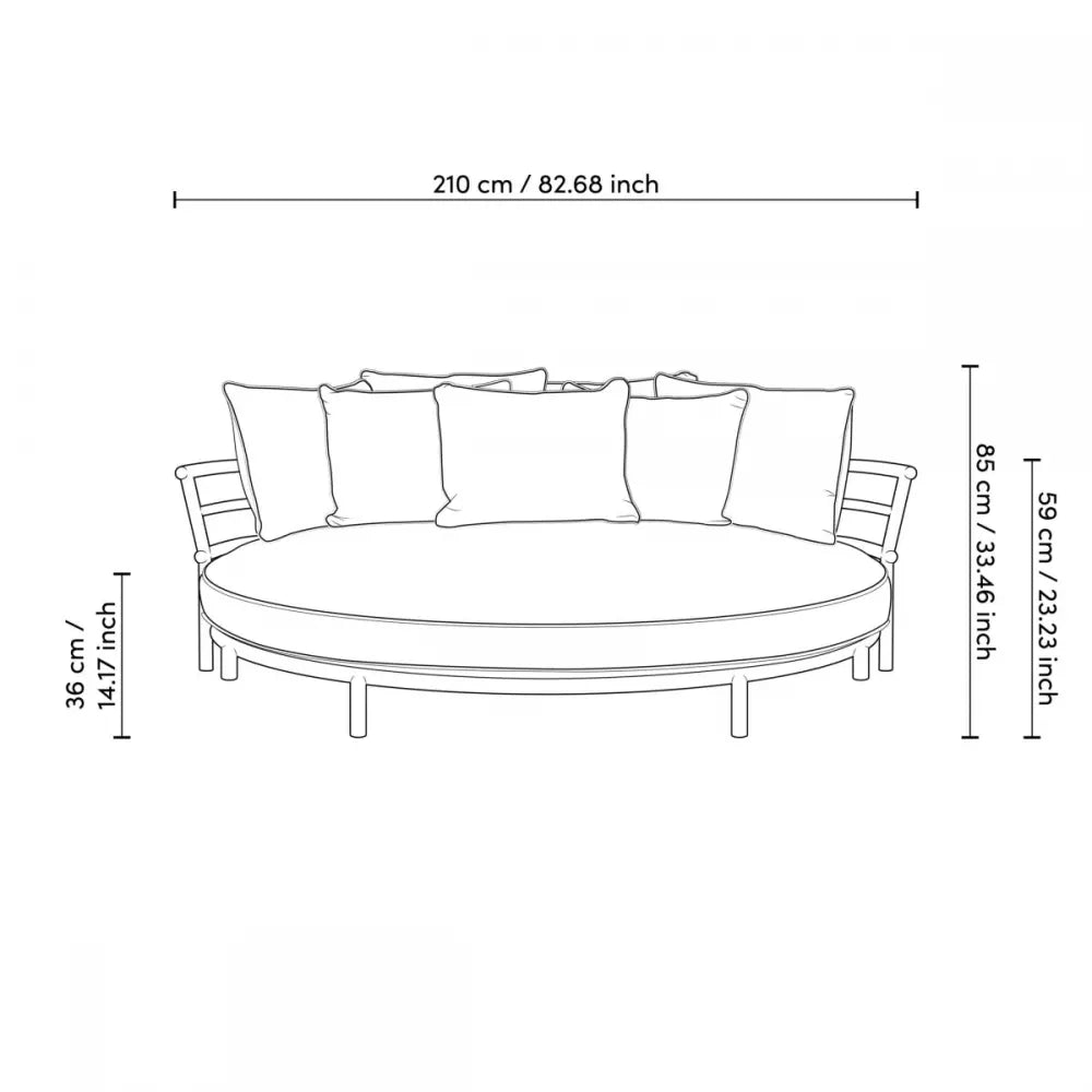 Canapea rotunda din Metal Bej si Stofa Alb/Gri H85xD210cm Laguno  Eichholtz