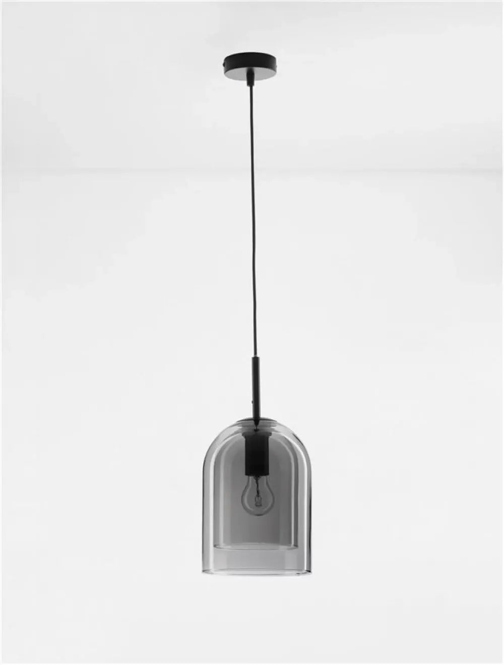 Pendul structura din Metal Negru si abajur din Sticla Fumuriu H240xL18cm IP20 VELOR