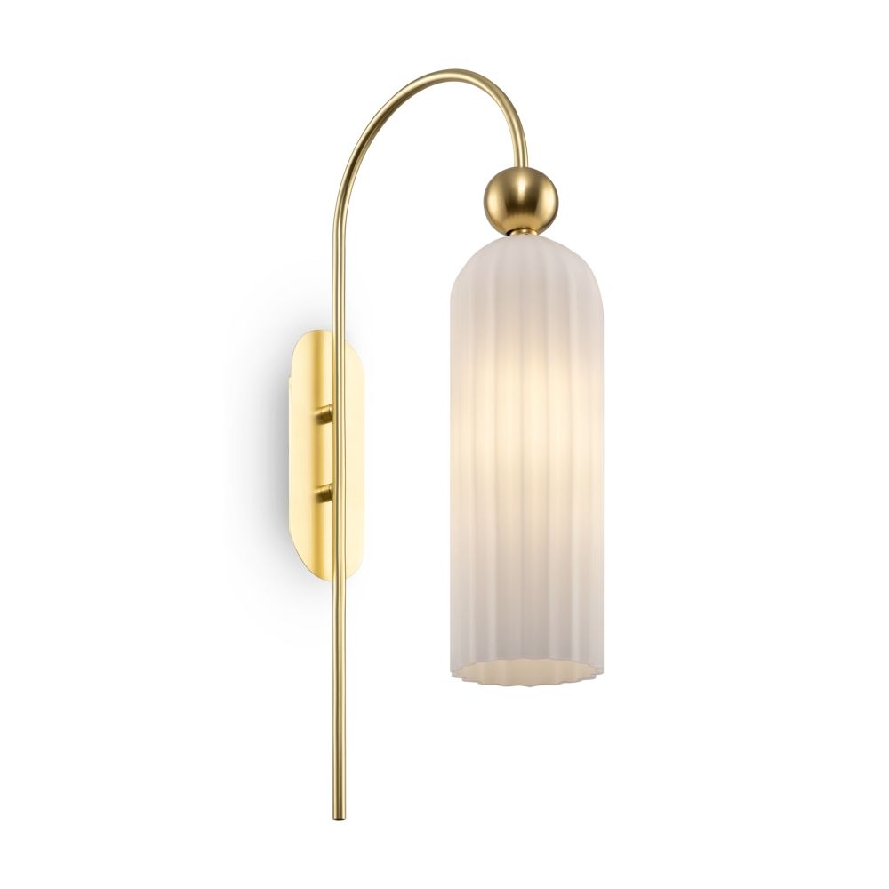 Aplica de perete Metal si Sticla Auriu/Alb D10xH54cm Antic