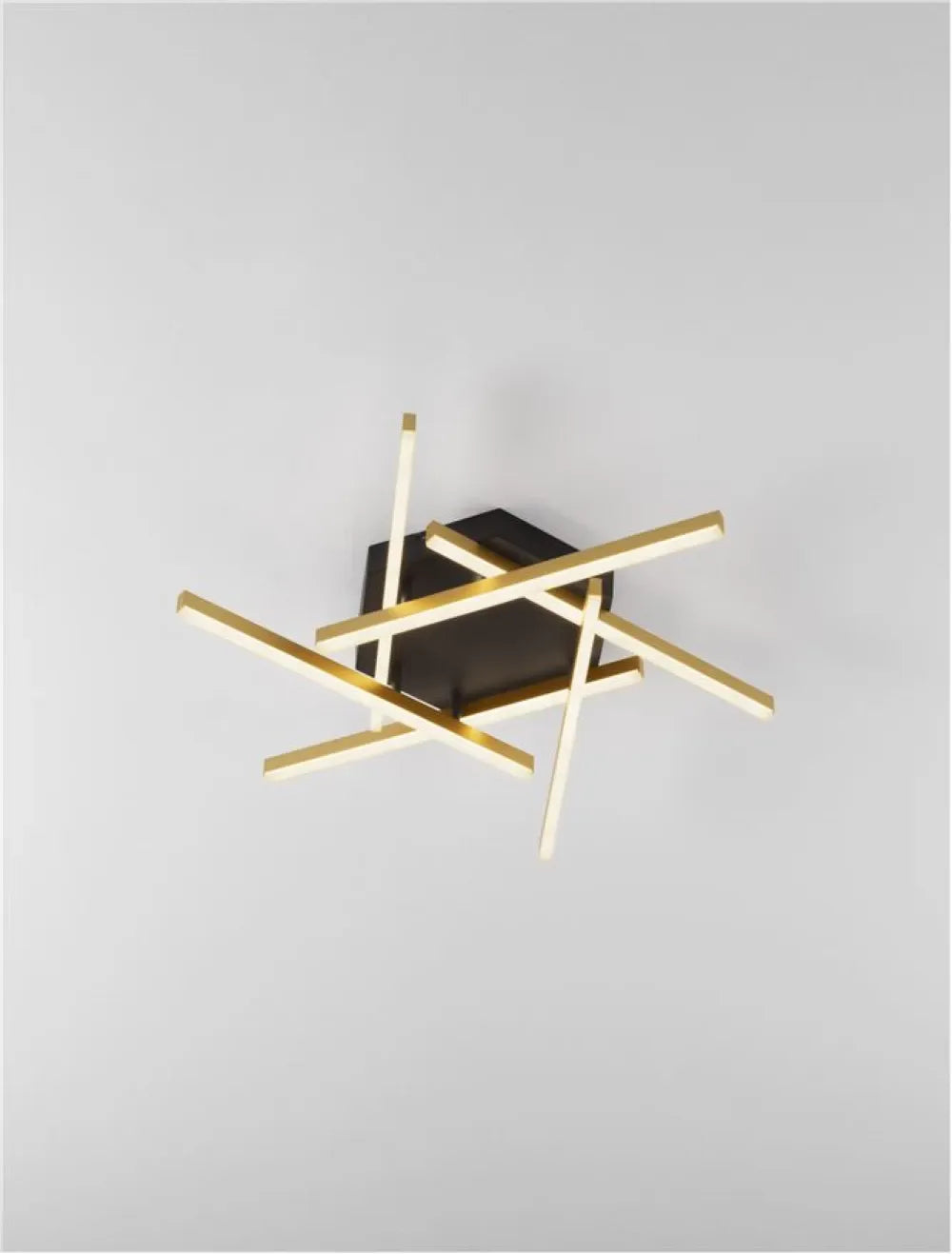 Plafoniera structura din Aluminiu Negru/Auriu si abajur din Acrilic Alb H10.7xL65cm IP20 38W 1993lm 3000k HYDE