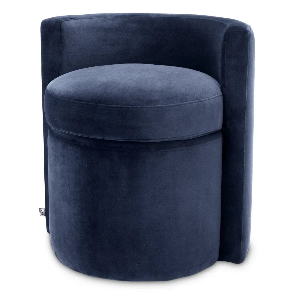 Taburet tapitat cu Catifea Albastru L61xA57xH64cm Arcadia Eichholtz
