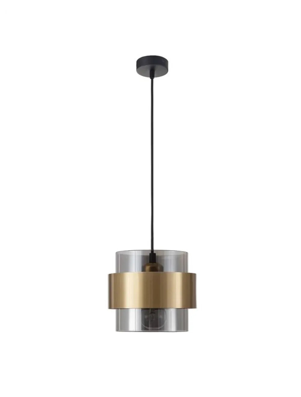Pendul structura din Metal Auriu si abajur din Sticla Fumuriu H220xL18cm IP20 SIANNA