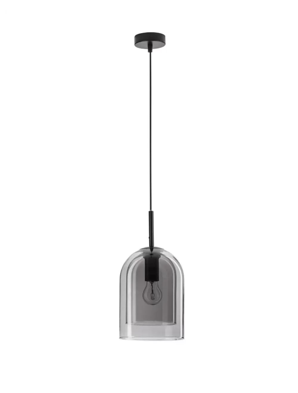 Pendul structura din Metal Negru si abajur din Sticla Fumuriu H240xL18cm IP20 VELOR