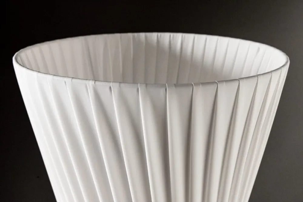 Lampa de podea din Metal Argintiu si Textil Alb H180xD43cm Paris