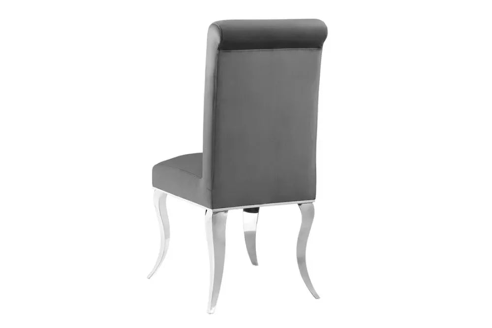 Set 2 scaune tapitat cu Catifea Gri si picioare din Metal Argintiu H105xL46xA56cm MODERN BAROCK